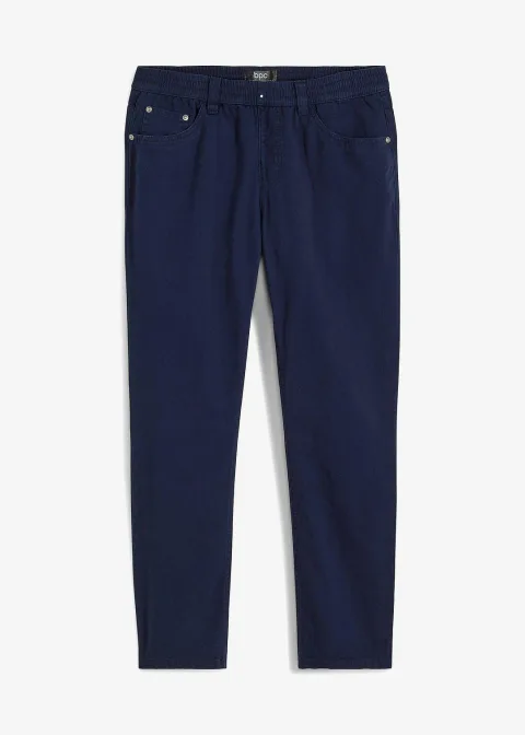Pantalon droit taillé élastiquée 100% coton, Regular