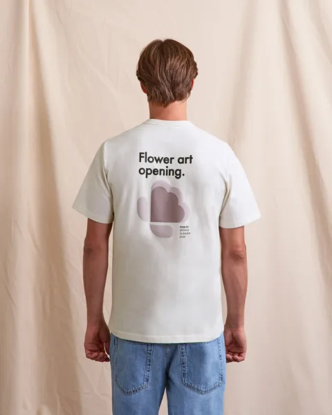 T-shirt imprimé flower art écru - MASSOURY