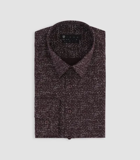 IZAC - Chemise imprimée micro motifs bordeaux et grise PENTI