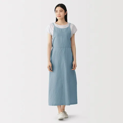 Robe salopette en mélange de chanvre pour femme