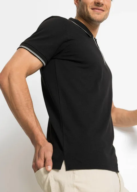 Polo zippé en maille piquée 100% coton