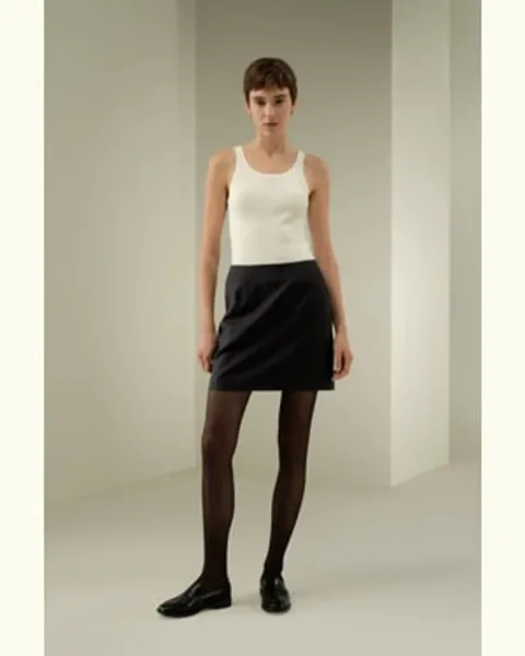 LILYSILK Jupe Courte Pour Femme Jupe Courte Soie-Laine Douceur Contre La Peau Sophistiqué Et Élégant, Modèle Classique Noir 44