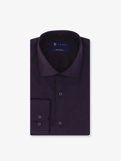 IZAC - Chemise ville en satin de coton bordeau