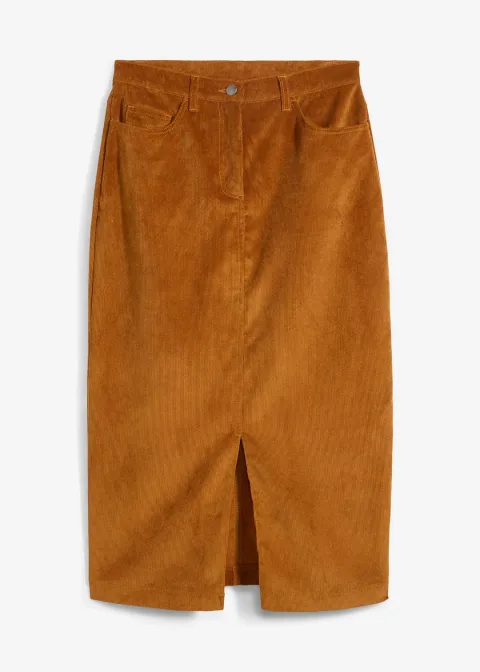 Jupe midi en velours côtelé, extensible
