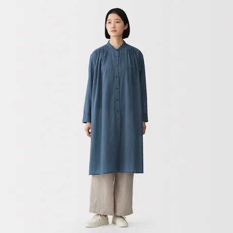 Robe-chemise transparent en coton biologique à haute torsion