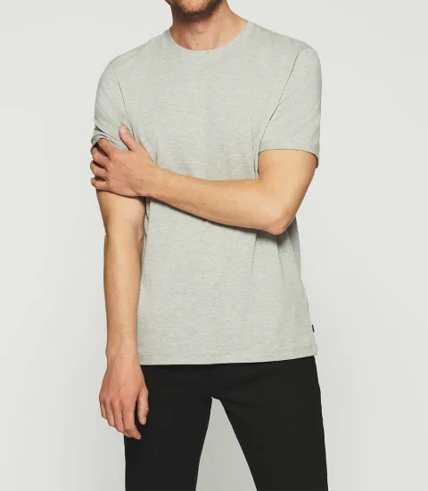 IZAC - T-shirt uni à manches courtes gris chiné GINO