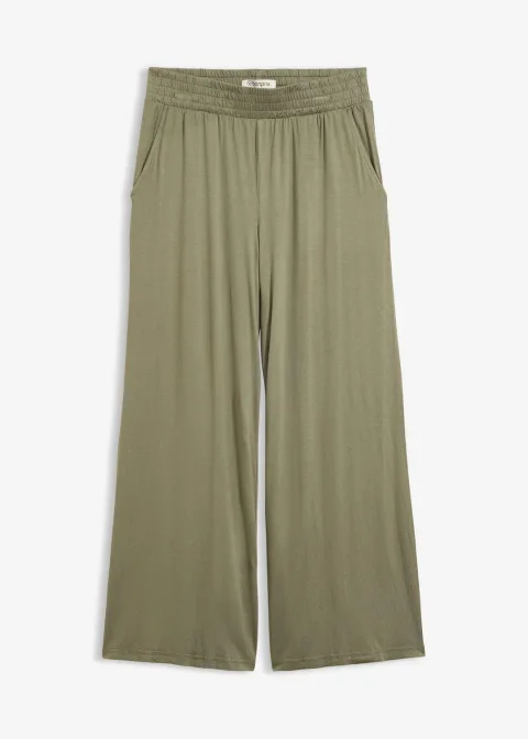 Pantalon fluide en jersey viscose, longueur 7/8