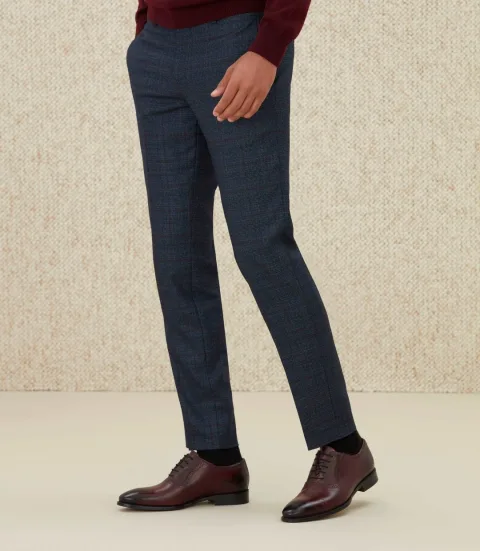 IZAC - Pantalon Prince de Galles bleu ''Neclatant''