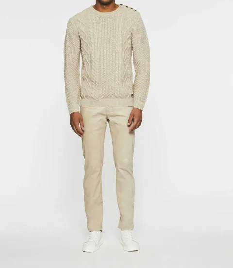 IZAC - Pull col rond beige BELONI