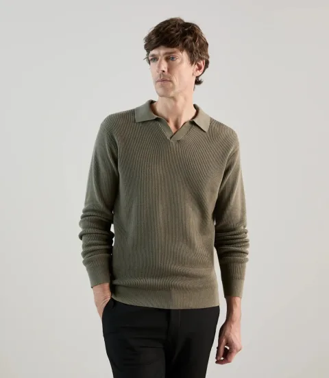 IZAC - Pull col polo kaki