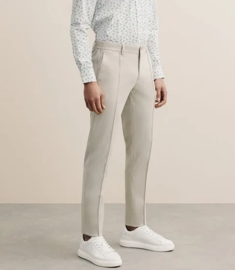 IZAC - Pantalon ville en maille beige