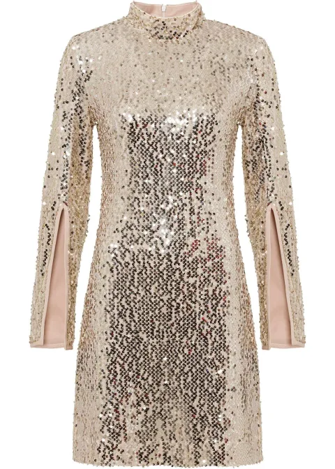 Robe à sequins et manches trompette