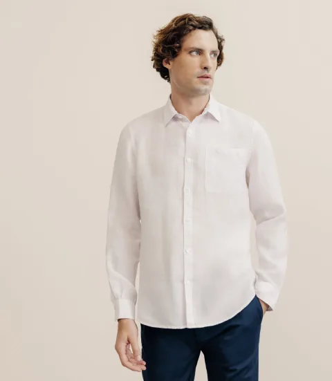 IZAC - Chemise regular 100% lin rose
