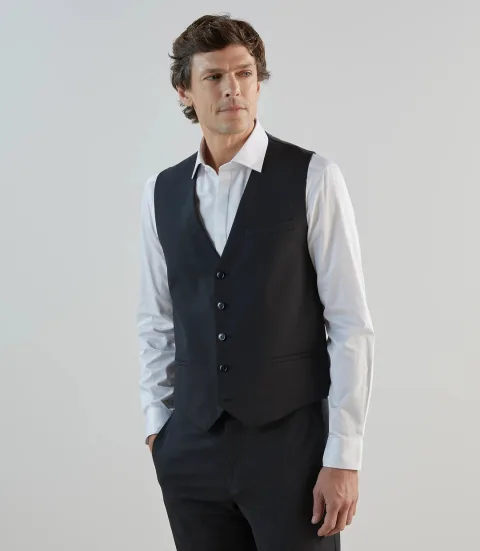 IZAC - Gilet ville 100% laine noir