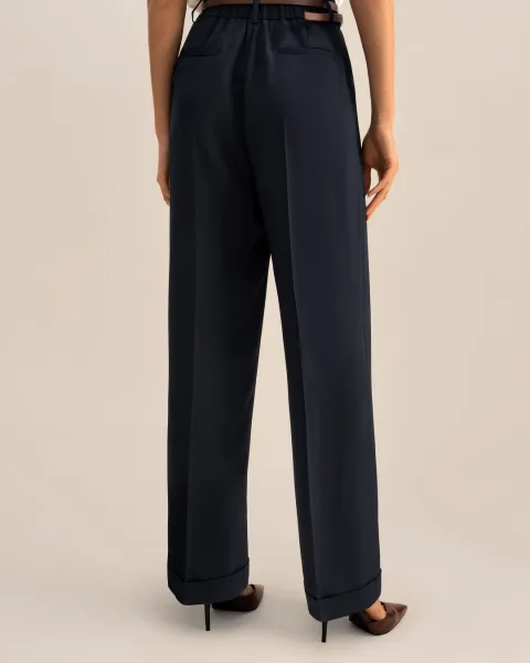 LILYSILK Pantalon Soie Pour Femmes Légère Et Résistante Aux Plis Soie De Haute Qualité Convient À Toutes Les Saisons Bleu Minuit Petite 38