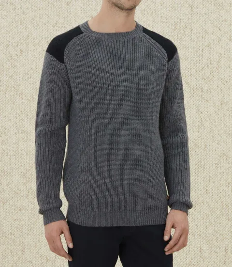 IZAC - Pull à empiècements gris ''Lucas''
