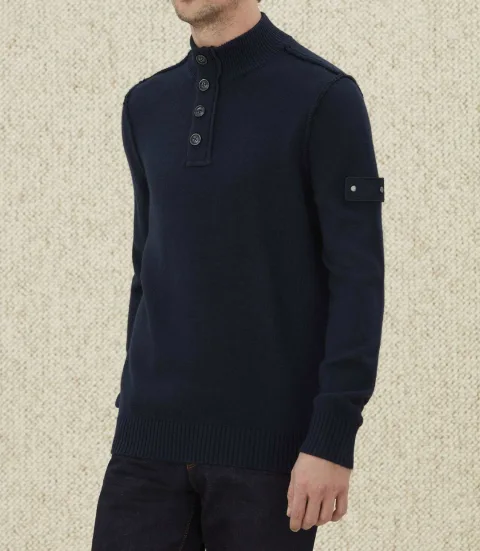 IZAC - Pull col montant zippé marine ''Laurent''