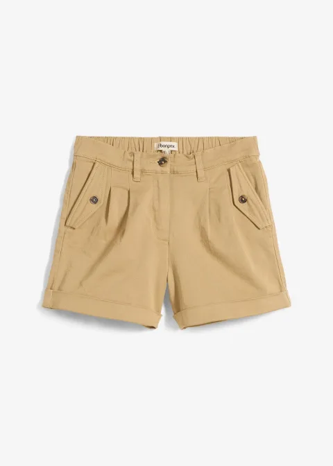 Short en twill, taille haute