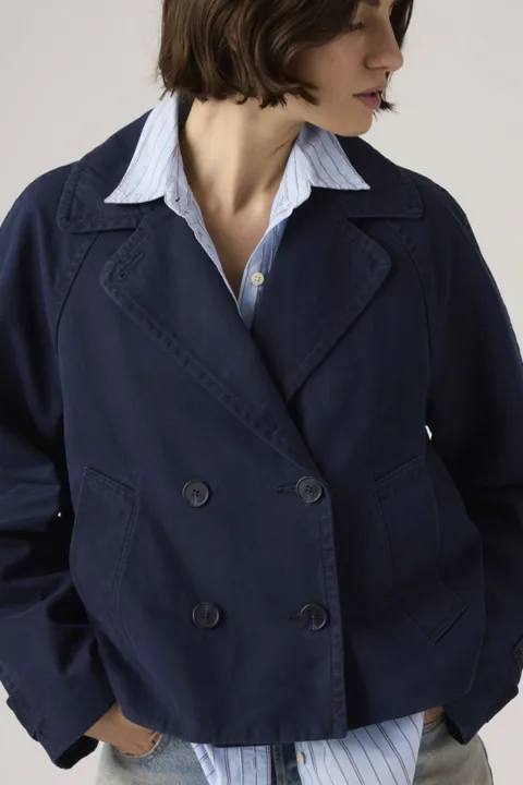 Levi's Veste Swing Trench Crop Bree - Femme - Bleu / Nightwatch Blue - XS