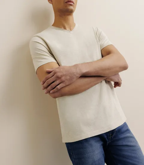 IZAC - T-shirt col V beige