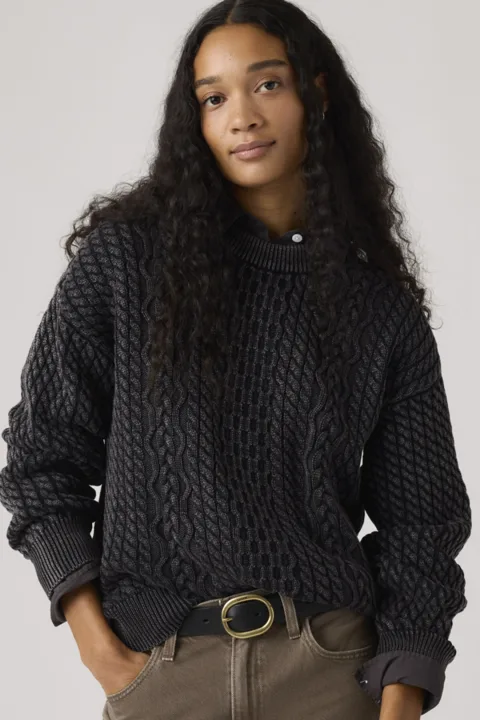 Levi's Pull Col Rond Et Torsades Leilah - Femme - Noir / Anthracite Night - XS