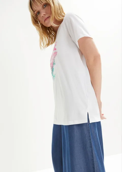 T-shirt coton avec imprimé, manches courtes