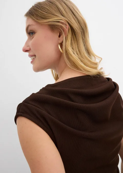 Robe midi côtelée avec drapé