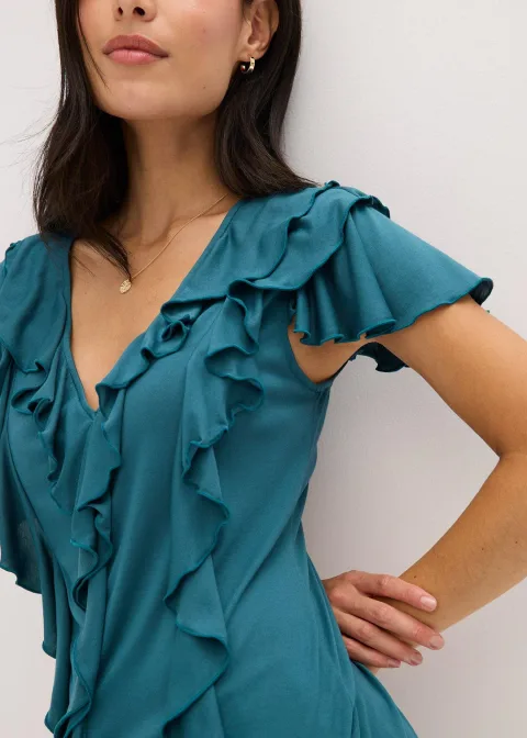 T-shirt avec volants en modal mélangé