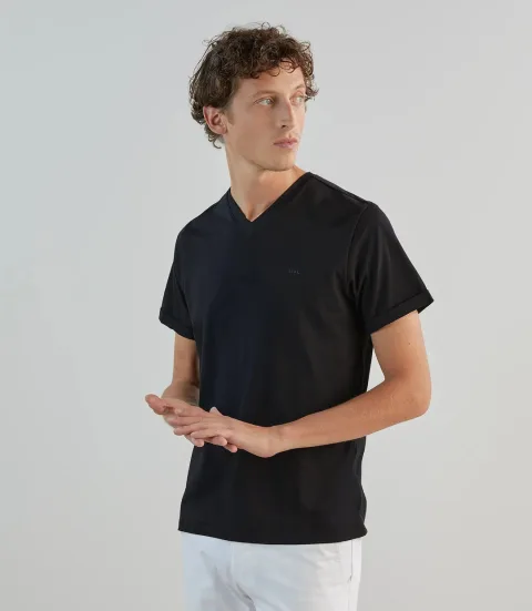 IZAC - T-shirt col V basic noir