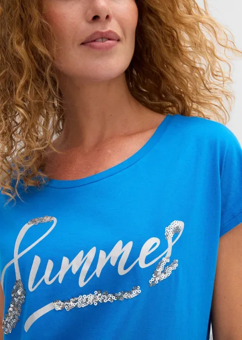 T-shirt avec inscription à sequins