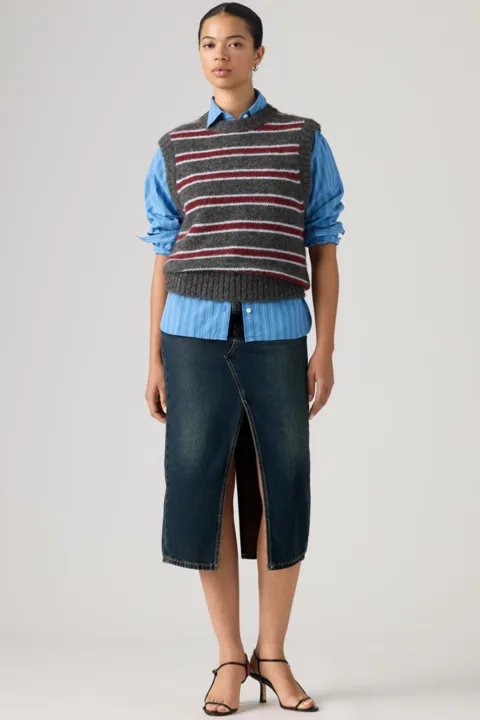Levi's Jupe Mi Longue À Fente Déstructurée - Femme - Délavage Foncé / High Vibration Skirt - 32
