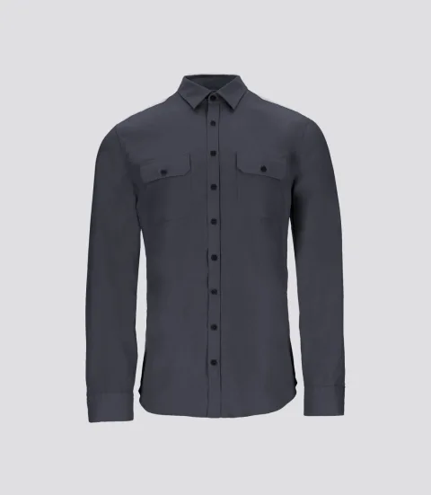 IZAC - Chemise unie casual marine JULIEN