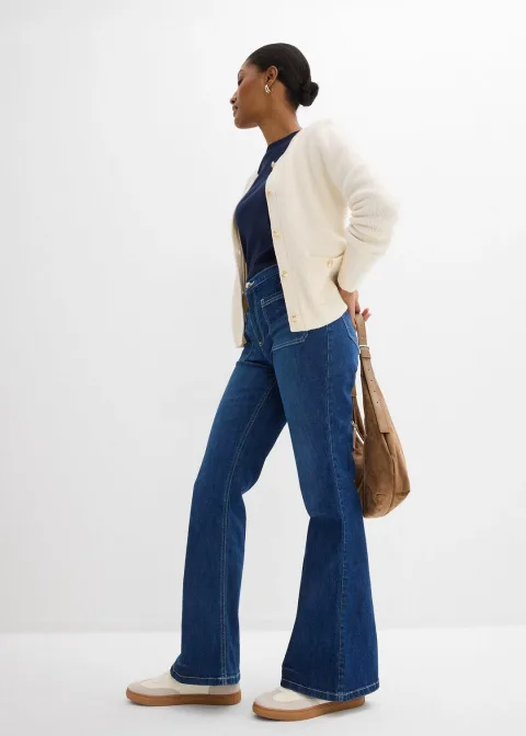 Jean flare taille haute, extensible