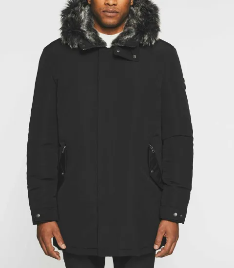 IZAC - Parka longue à capuche noir MANOURY