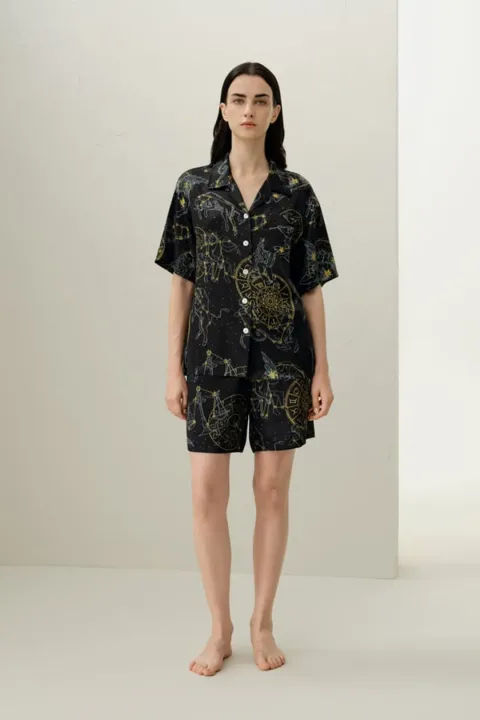 LILYSILK Ensemble Pyjama Manches Courtes Vierge Soie De Mûrier De Haute Qualité Vierge Xs