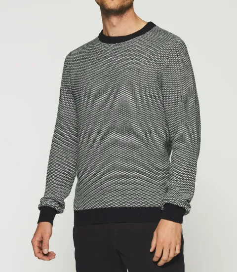 IZAC - Pull col rond marine et écru DAMIAN