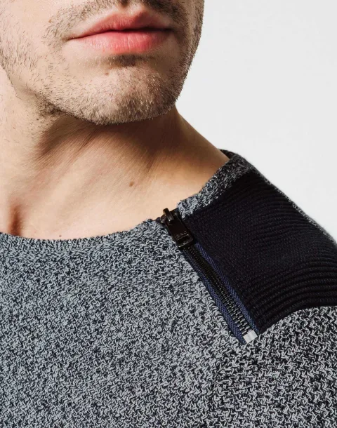 IZAC - Pull Zip Épaule Marine