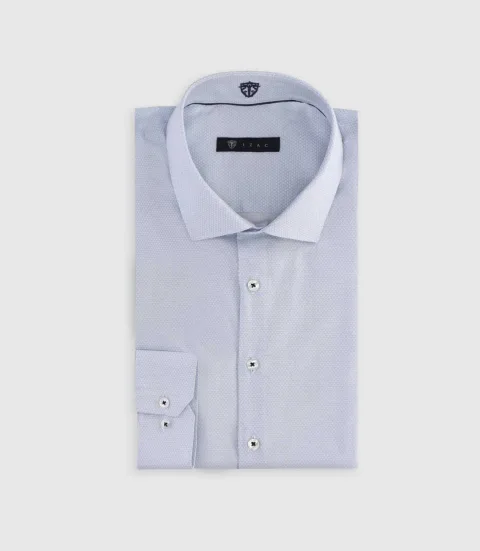 IZAC - Chemise slim à imprimé micro motifs bleu MAEL