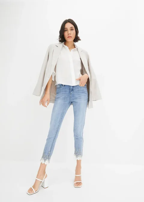 Jean skinny à dentelle, cropped