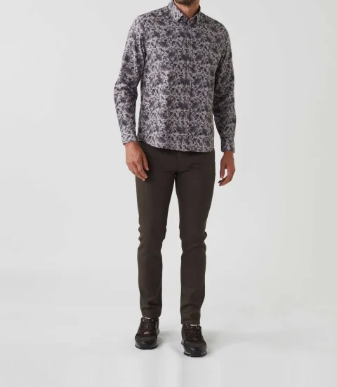 IZAC - Chemise casual imprimée beige ''Alan''