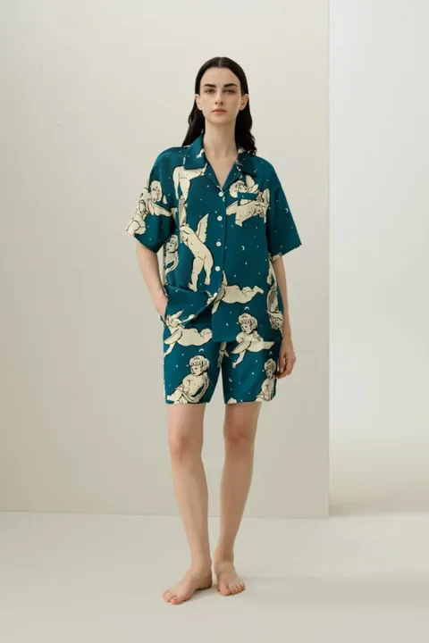 LILYSILK Ensemble Pyjama Manches Courtes Gémeaux Soie Charmeuse Gémeaux Xs