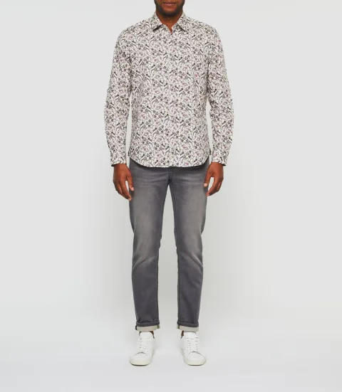 IZAC - Chemise imprimée beige et kaki ''Kayon''