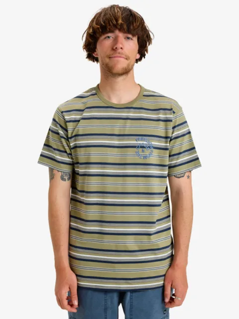 Tengha Stripe - Haut manches courtes en maille pour homme Beige