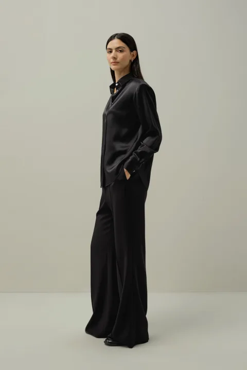 LILYSILK Chemisier Femme Chic En Soie Lilysilk X Lydia Tomlinson Soie Lavable En Machine Modèle De Base Noir L