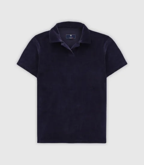 IZAC - Polo en éponge col ouvert marine