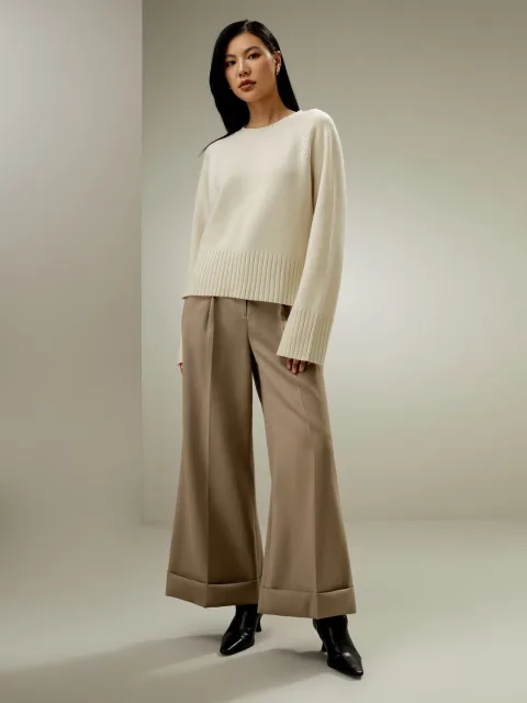 LILYSILK Pull Col Rond Femme Couleur Unie Col Ras Du Cou Laine Mérinos De Luxe Et De Cachemire Doux Pour La Peau, Confortable Et Durable Blanc M