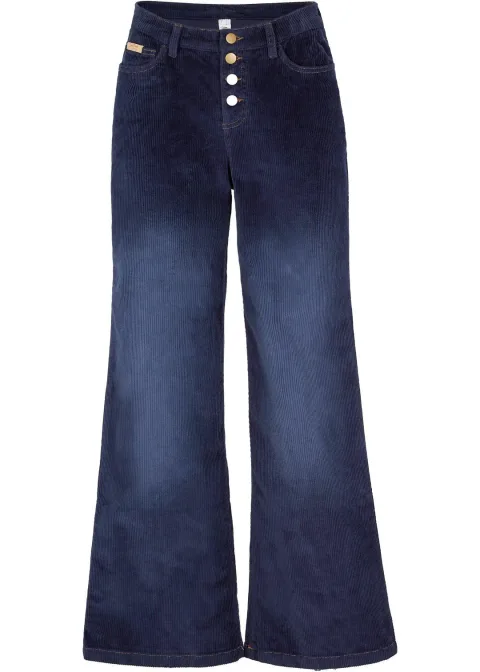 Pantalon large en velours côtelé extensible