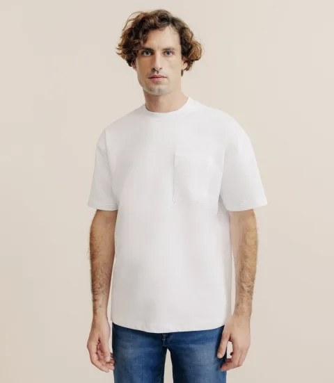 IZAC - T-shirt uni oversize col rond blanc