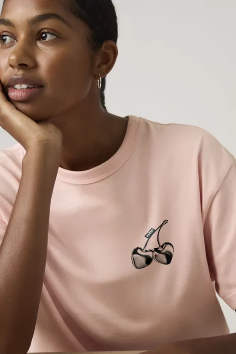 Levi's T Shirt Graphique Vintage - Femme - Rose / Cherry Hearts Crystal Pink - XS