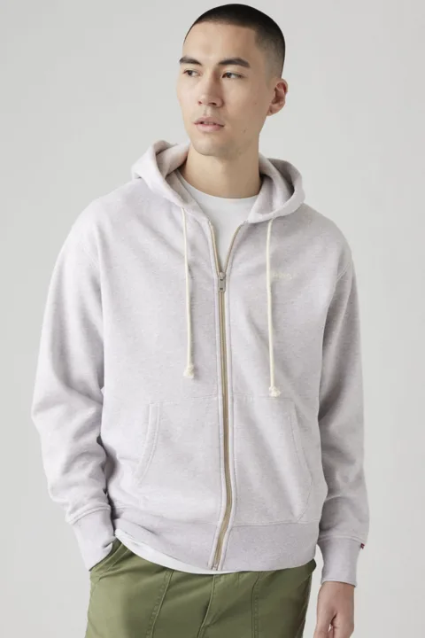 Levi's Sweat Shirt Zippé Authentic - Homme - Gris / Light Grey Heather - 2XL